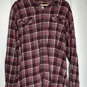 Men's Plaid Shirt - Red and Gray